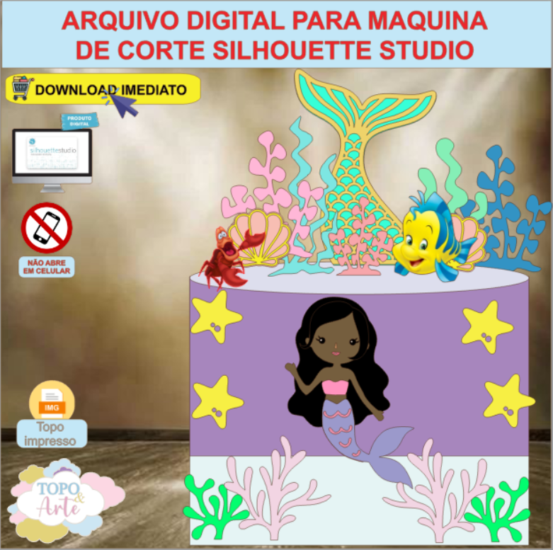ARQUIVO de Corte Topo de Bolo Sereia - 10