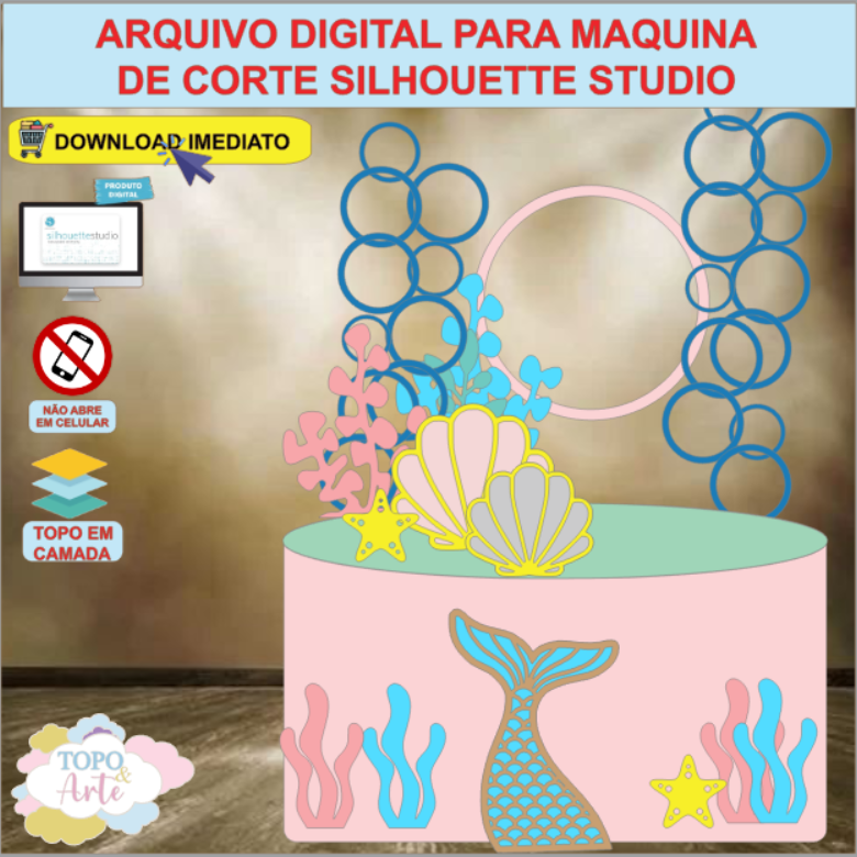 ARQUIVO de Corte Topo de Bolo Sereia - 11