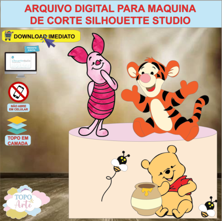 ARQUIVO de Corte Topo de Bolo Ursinho Pooh - 11