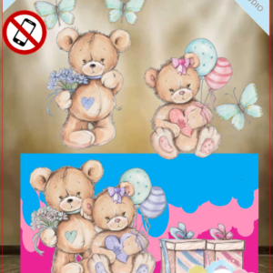 ARQUIVO de Corte Topo de Bolo Cha Revelação Bebe Urso Ursinho 09