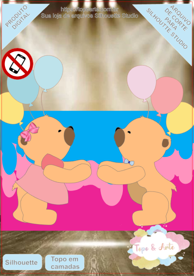 ARQUIVO de Corte Topo de Bolo Cha Revelação Bebe Urso Ursinho 10