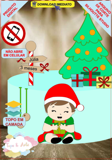 ARQUIVO de Corte Topo de Bolo Bebe de Natal - 111