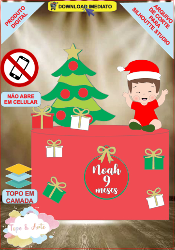ARQUIVO de Corte Topo de Bolo Bebe de Natal - 60