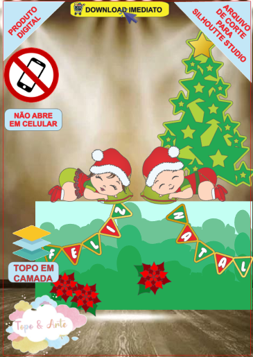 ARQUIVO de Corte Topo de Bolo Bebes de Natal - 109