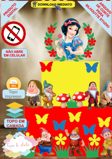 ARQUIVO de Corte Topo de Bolo Branca de Neve e o Sete Anoes - 20