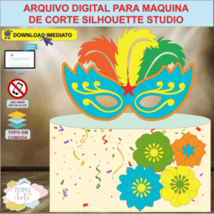 ARQUIVO de Corte Topo de Bolo Carnaval Baile de Mascara - 11