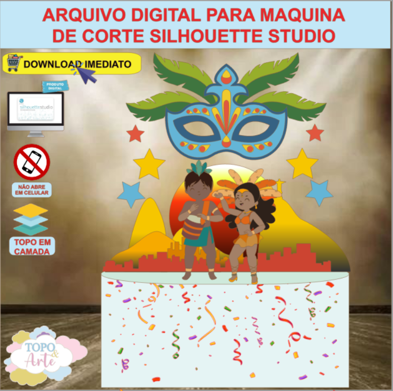 ARQUIVO de Corte Topo de Bolo Carnaval Casal Foliao - 13