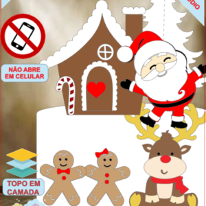 ARQUIVO de Corte Topo de Bolo Casa do Papai Noel de Natal - 55