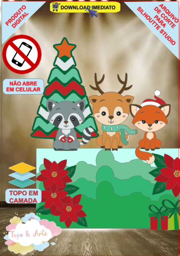 ARQUIVO de Corte Topo de Bolo Natal dos Animais - 105