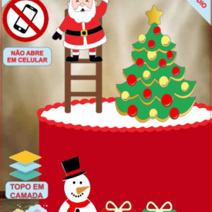 ARQUIVO de Corte Topo de Bolo Papa Noel na Escada de Natal - 72
