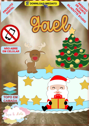 ARQUIVO de Corte Topo de Bolo Papai Noel de Natal - 63