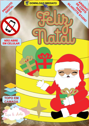 ARQUIVO de Corte Topo de Bolo Papai Noel de Natal - 86