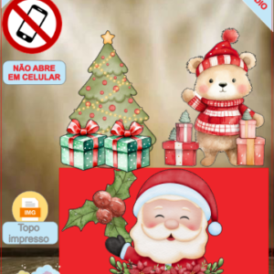 ARQUIVO de Corte Topo de Bolo Papai Noel e Urso de Natal - 81