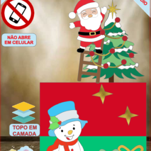 ARQUIVO de Corte Topo de Bolo Papai Noel e seu Boneco de Neve de Natal - 68