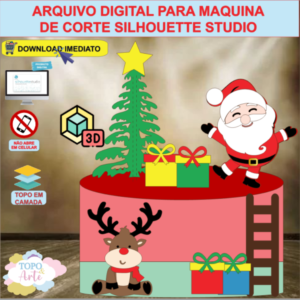 ARQUIVO de Corte Topo de Bolo Noel e sua Renna de Natal - 76