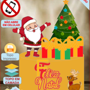 ARQUIVO de Corte Topo de Bolo Papai Noel e sua Renna de Natal - 79