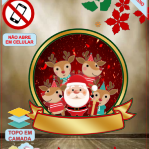 ARQUIVO de Corte Topo de Bolo Papai Noel e suas Renas de de Natal - 89