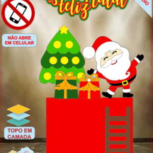 ARQUIVO de Corte Topo de Bolo Papai Noel na Escada de Natal - 101