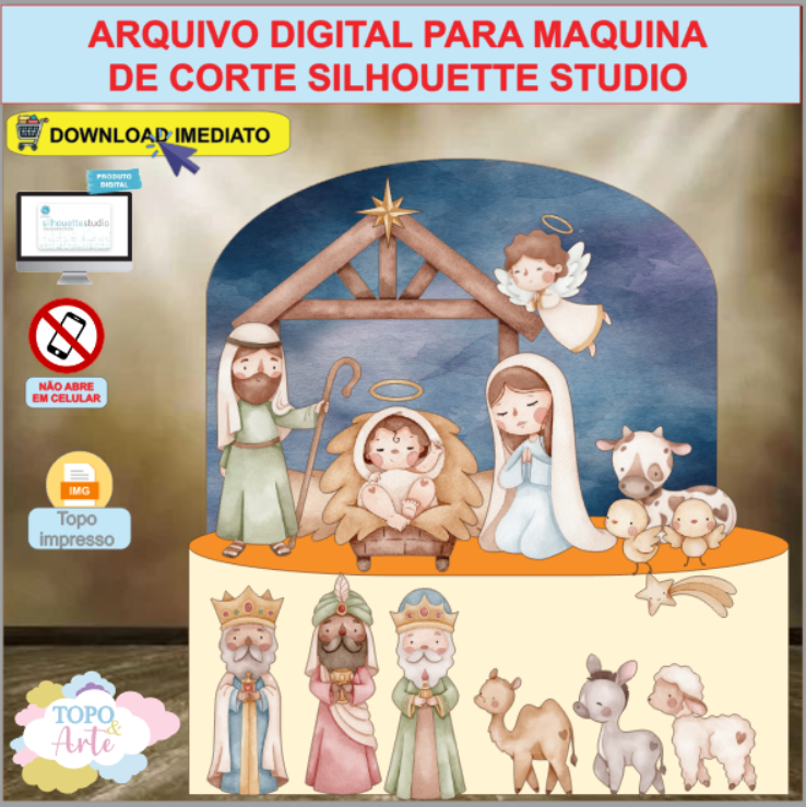 ARQUIVO de Corte Topo de Bolo Presepio de Natal - 112