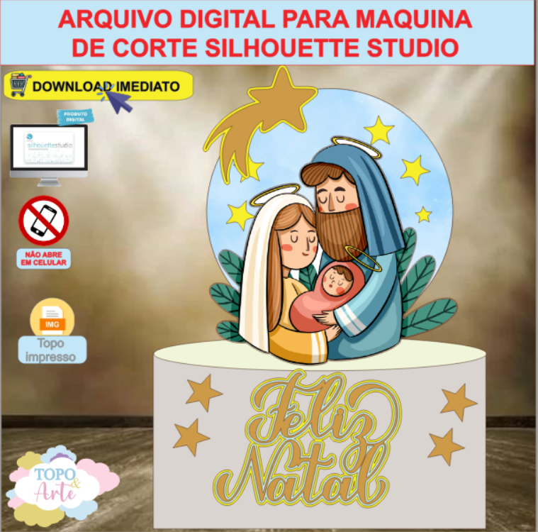 ARQUIVO de Corte Topo de Bolo Presepio de Natal - 80
