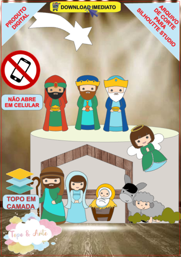 ARQUIVO de Corte Topo de Bolo Presepio de Natal - 54
