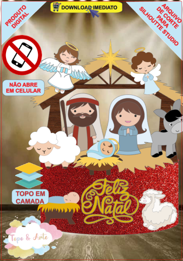 ARQUIVO de Corte Topo de Bolo Presepio de Natal - 73