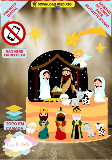 ARQUIVO de Corte Topo de Bolo Presepio de Natal - 85