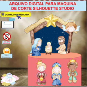 ARQUIVO de Corte Topo de Bolo Presepio de Natal Aquarela - 100