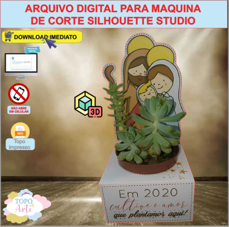 ARQUIVO de Corte Topo de Bolo Saia de Vaso Suculenta de Presepio de Natal - 88