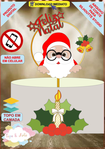 ARQUIVO de Corte Topo de Bolo Shaker do Papail Noel Natal - 50