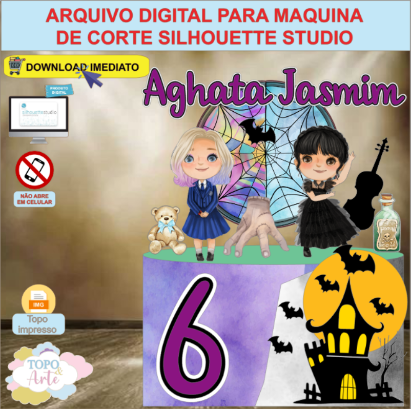 ARQUIVO de Corte Topo de Bolo Wandinha Addams - 19