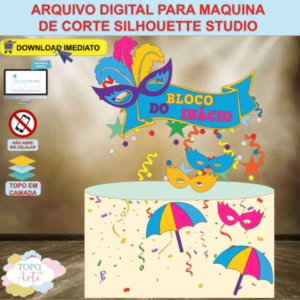 ARQUIVO de Corte Topo de Bolo Carnaval Baile de Mascara - 26
