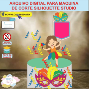 ARQUIVO de Corte Topo de Bolo Carnaval Menina Folia - 29