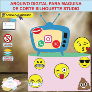 ARQUIVO de Corte Topo de Bolo Rede Social Emoji - 09
