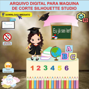 ARQUIVO de Corte Topo de Bolo ABC Formatura Menina Cubo 3D - 14