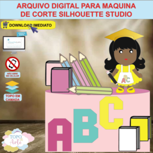 ARQUIVO de Corte Topo de Bolo ABC Formatura Menina com Livro e Lápis 3D - 08