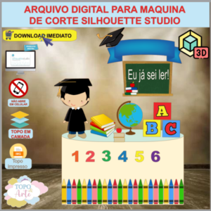 ARQUIVO de Corte Topo de Bolo ABC Formatura Menino Cubo 3D - 15