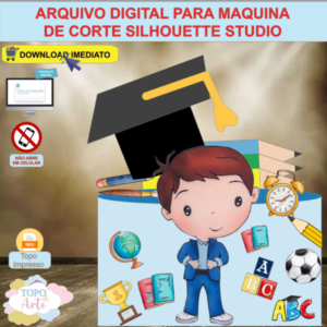 ARQUIVO de Corte Topo de Bolo ABC Formatura menino com Capelo 3D - 25