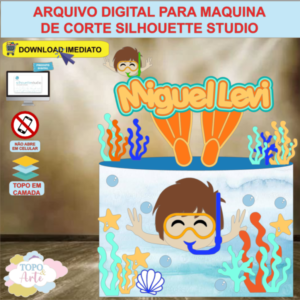ARQUIVO de Corte Topo de Bolo Fundo do Mar Menino - 01