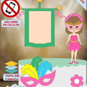 ARQUIVO de Corte Topo de Bolo Menina Fantasiada no Bloquinho de Carnaval Frevo Folia - 32