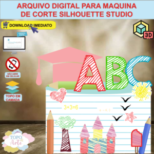 ARQUIVO de Corte Topo de Bolo ABC Formatura Rabisco com Capelo 3D - 11