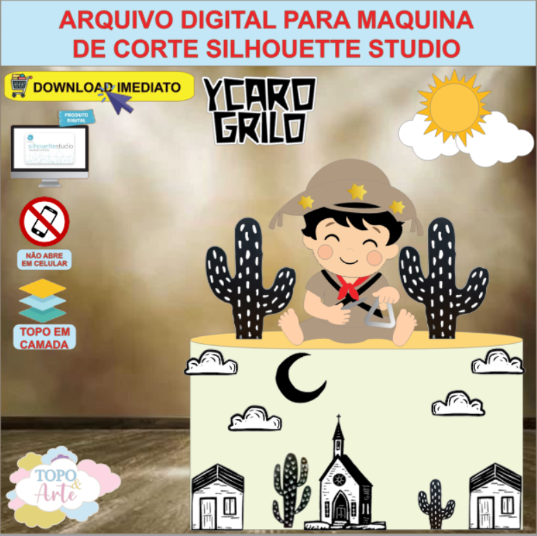 ARQUIVO de Corte Topo de Bolo Cordel Encantado - 01