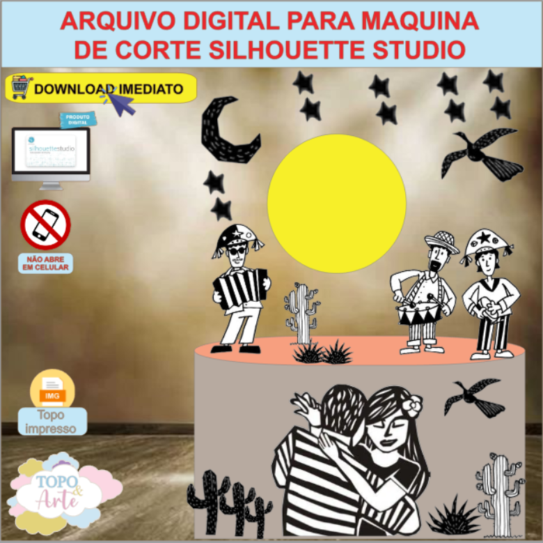ARQUIVO de Corte Topo de Bolo Cordel Encantado - 08