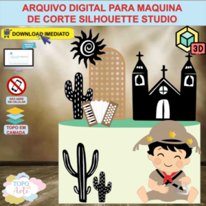 ARQUIVO de Corte Topo de Bolo Cordel Encantado com Sanfona 3D - 04