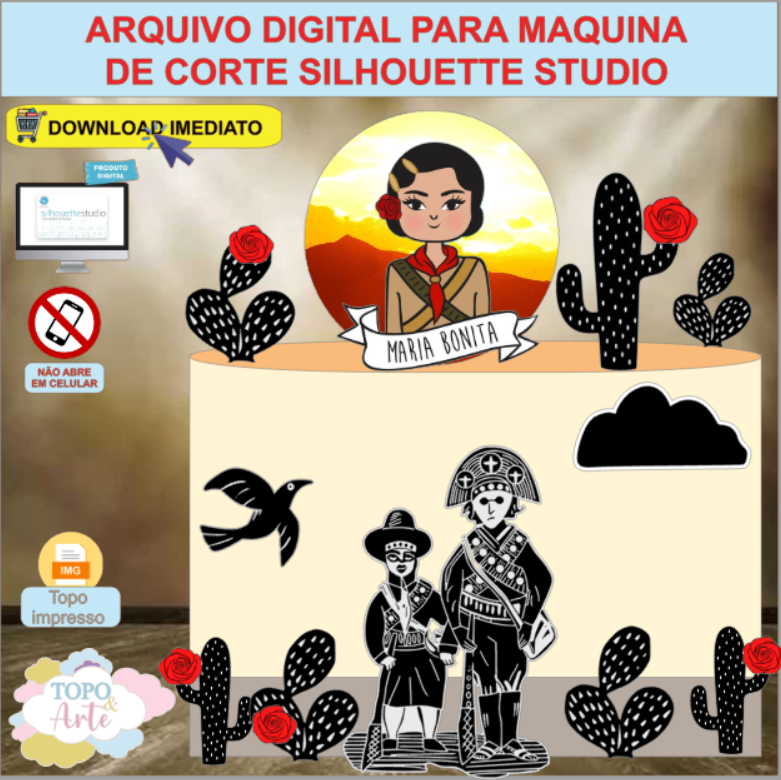 ARQUIVO de Corte Topo de Bolo Maria Bonita - 03