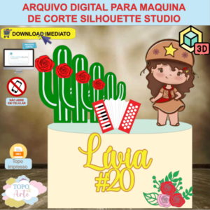 ARQUIVO de Corte Topo de Bolo Maria Bonita com Sanfona 3D - 04