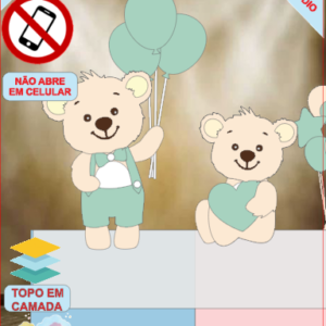 ARQUIVO de Corte Topo de Bolo Cha Revelação Bebe Urso Ursinho - 17