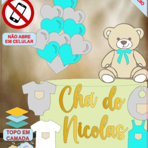 ARQUIVO de Corte Topo de Bolo Cha Revelação Bebe Urso Ursinho - 19