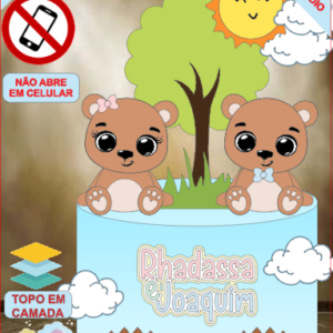 ARQUIVO de Corte Topo de Bolo Cha Revelação Bebe Urso Ursinho - 21