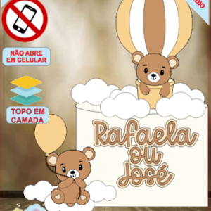 ARQUIVO de Corte Topo de Bolo Cha Revelação Bebe Urso Ursinho - 22